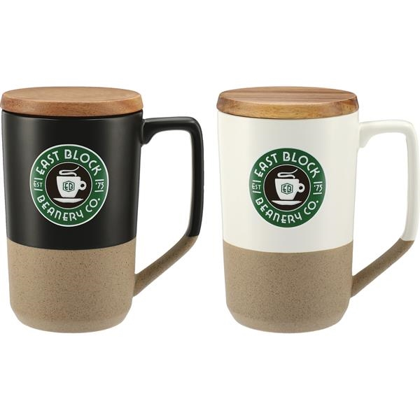 16oz Ceramic Travel Mug with Wood Handle 